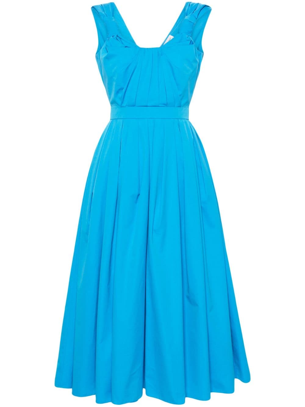 Alexander McQueen pleated cotton midi dress - Blue von Alexander McQueen