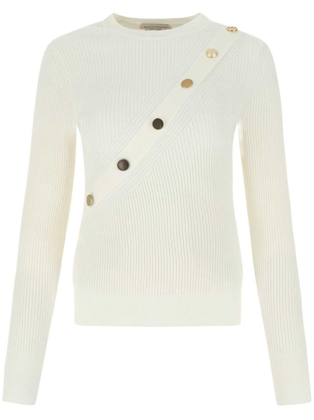 Alexander McQueen ribbed-knit button-detail top - White von Alexander McQueen