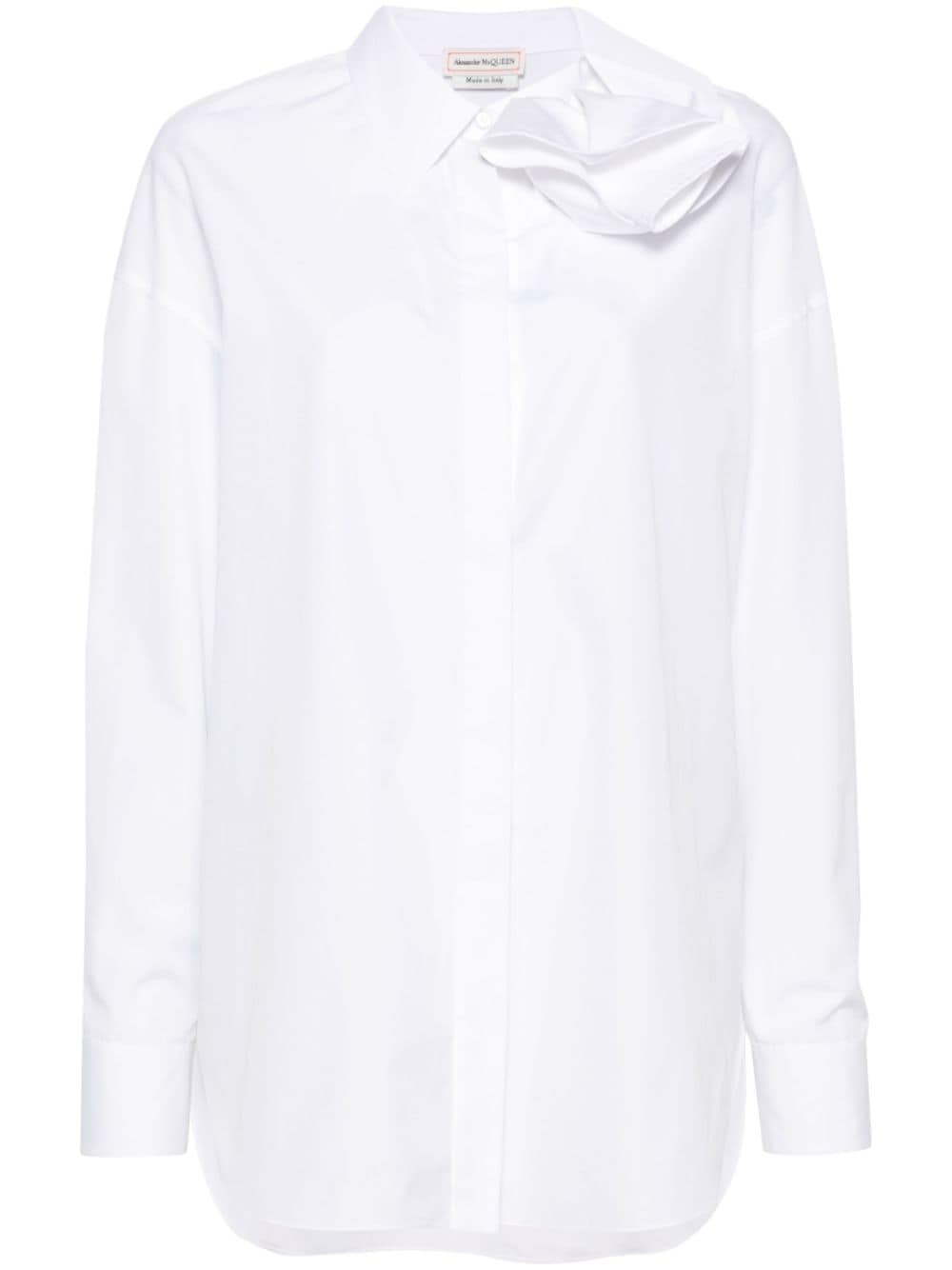 Alexander McQueen rose-appliqué cotton shirt - White von Alexander McQueen