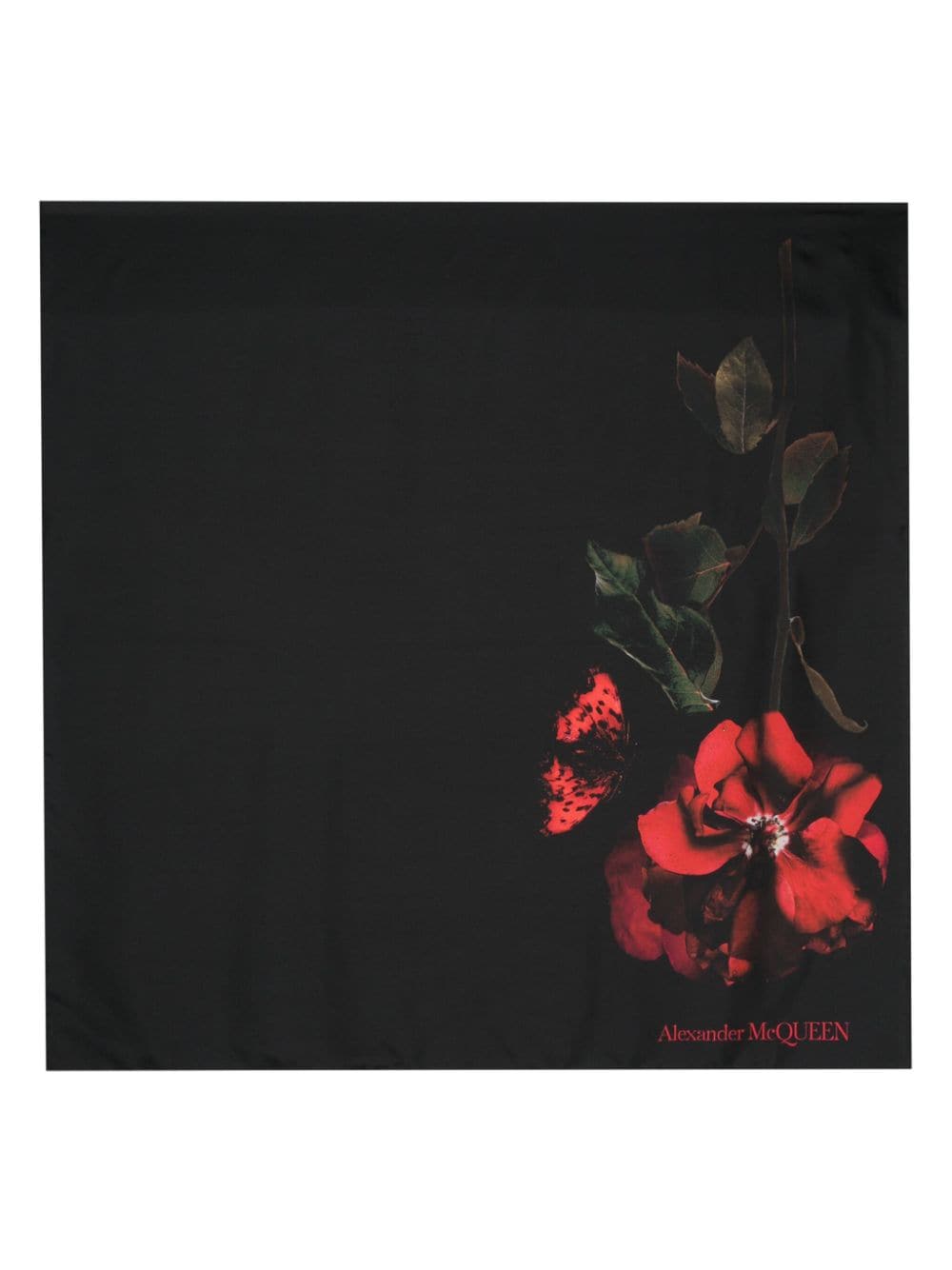 Alexander McQueen rose-print silk scarf - Red von Alexander McQueen