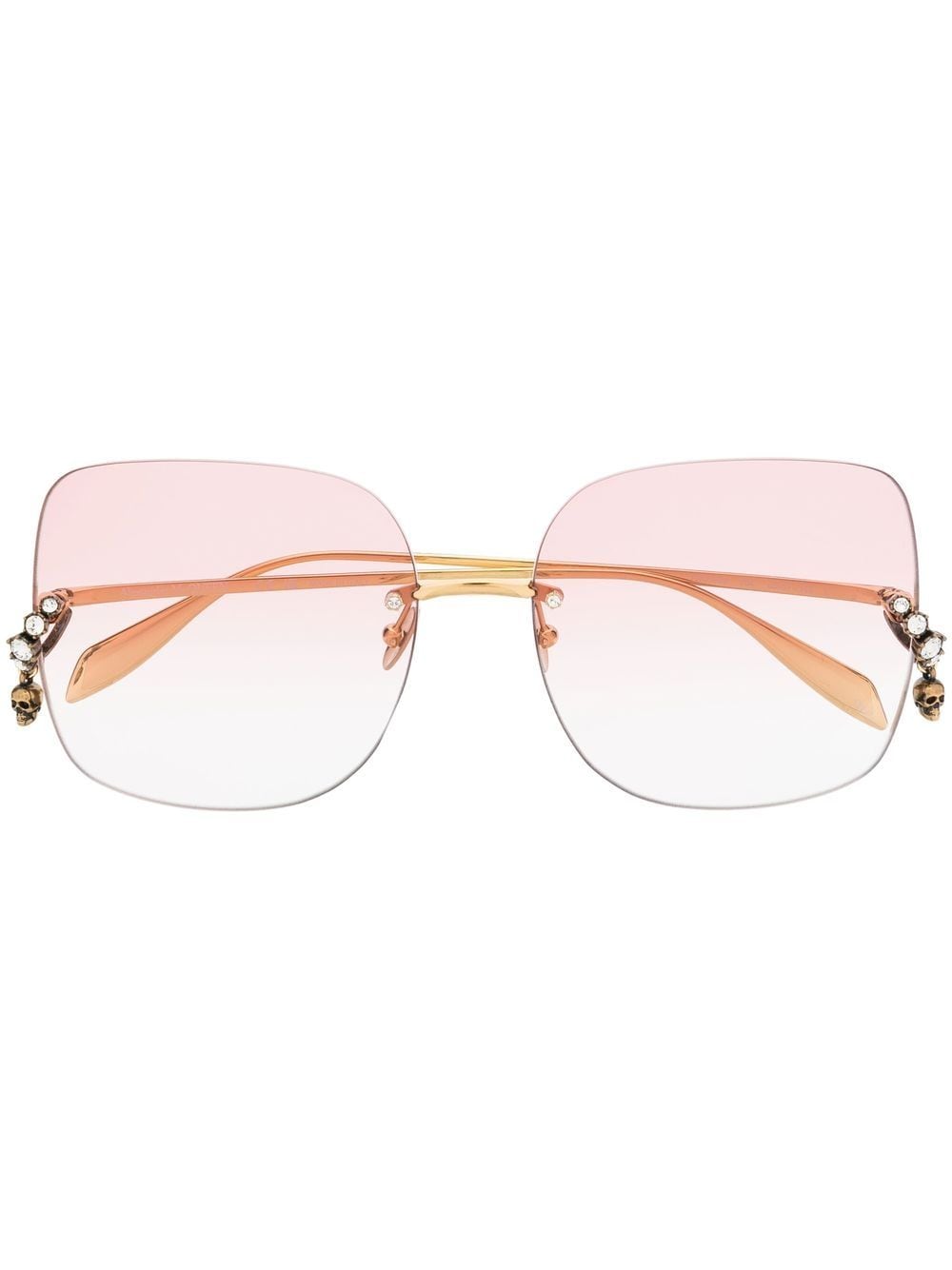 Alexander McQueen round-frame rose-tinted sunglasses - Gold von Alexander McQueen