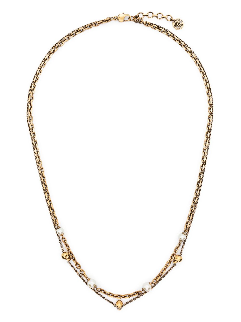 Alexander McQueen skull and pearl charm layered necklace - Gold von Alexander McQueen