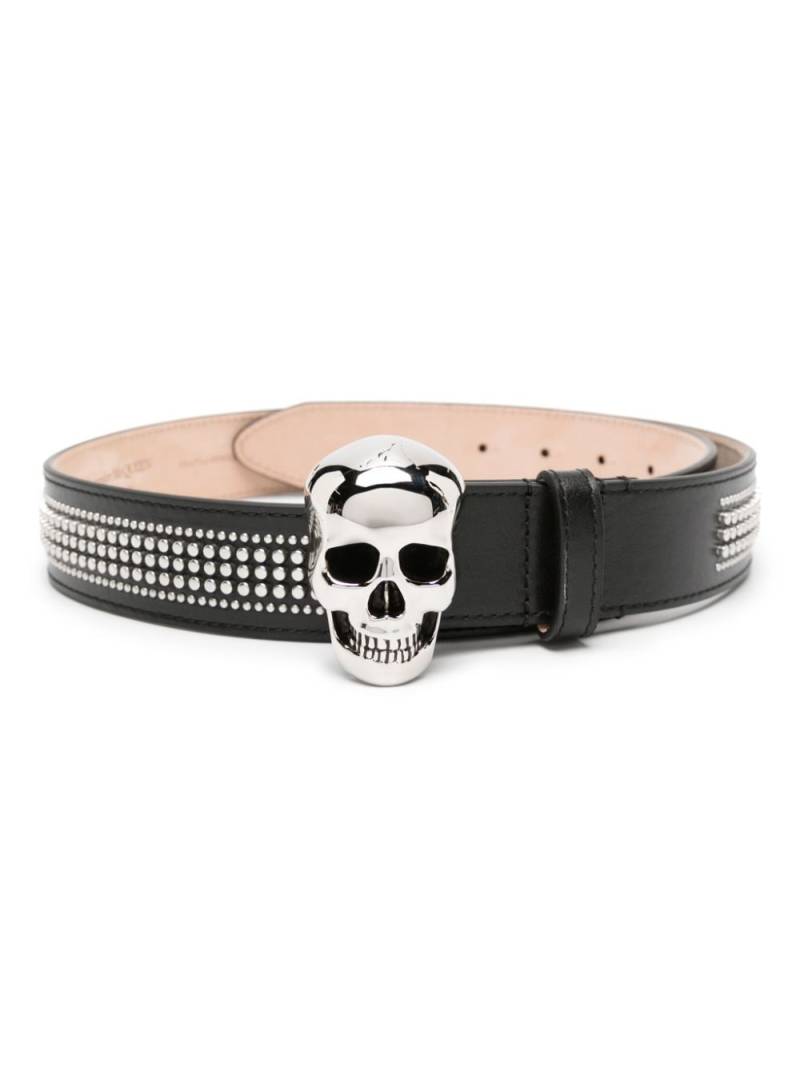 Alexander McQueen skull-buckle studded leather belt - Black von Alexander McQueen