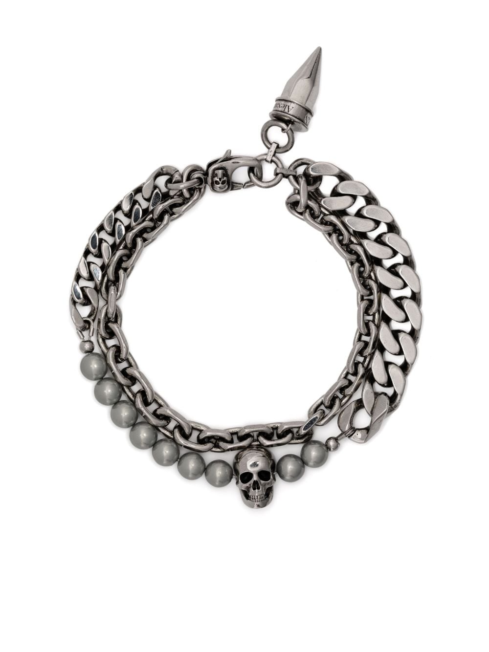 Alexander McQueen Skull pearl-embellished stud bracelet - Silver von Alexander McQueen