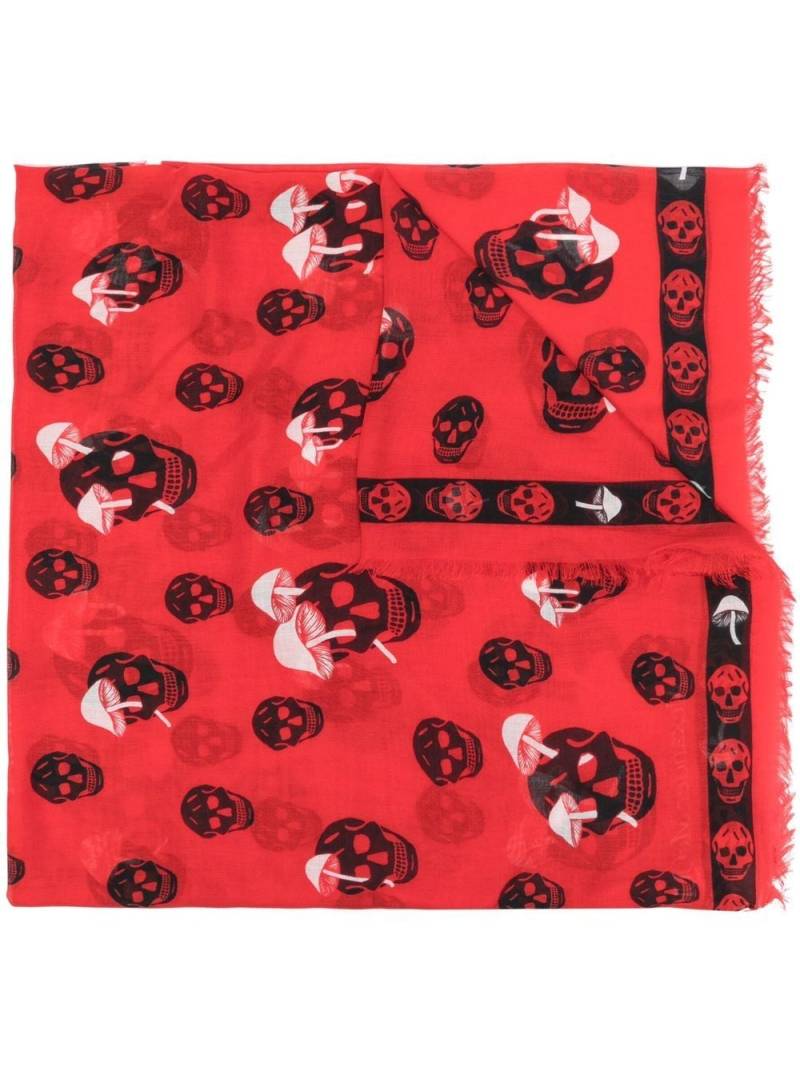 Alexander McQueen skull graphic-print scarf - Red von Alexander McQueen