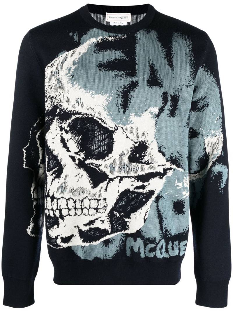 Alexander McQueen skull-motif jacquard jumper - Blue von Alexander McQueen