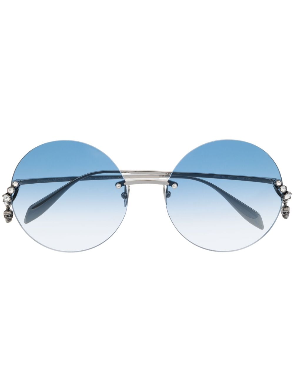 Alexander McQueen skull-pendant round sunglasses - Silver von Alexander McQueen