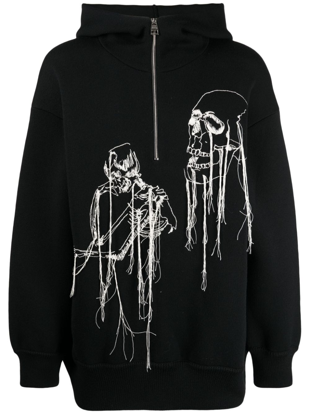 Alexander McQueen skull-print knitted hoodie - Black von Alexander McQueen