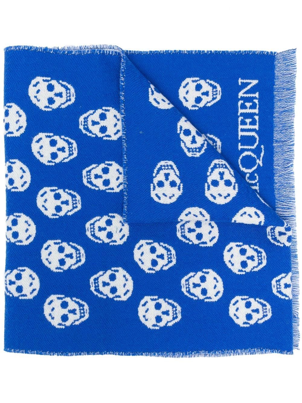 Alexander McQueen skull-print knitted scarf - Blue von Alexander McQueen