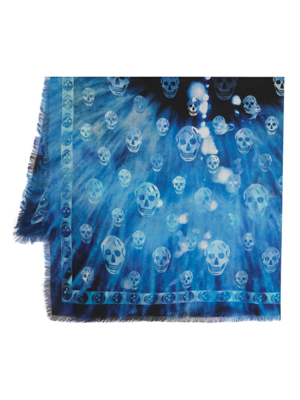 Alexander McQueen skull-print wool scarf - Blue von Alexander McQueen