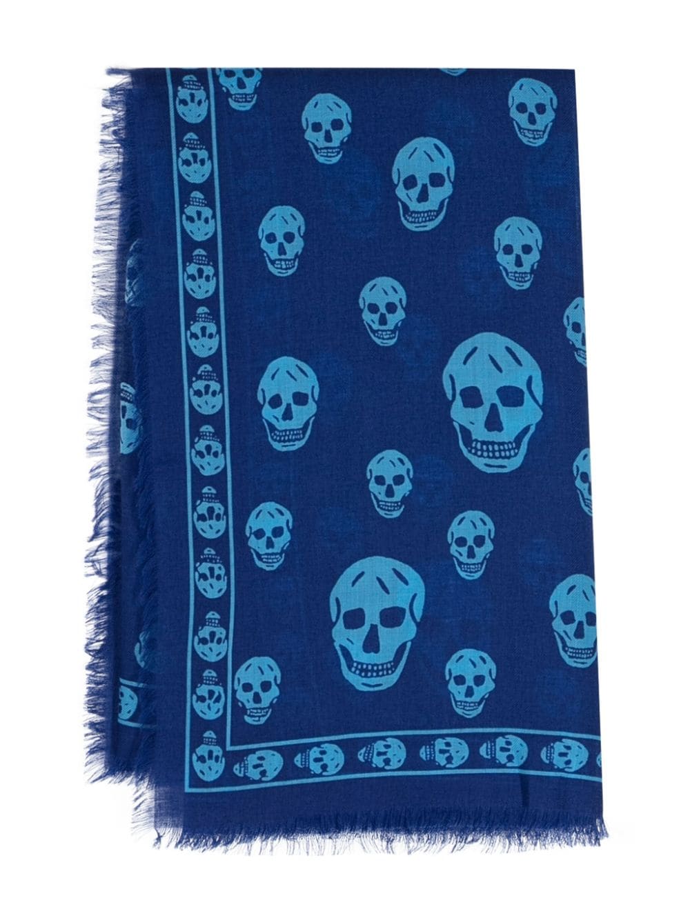 Alexander McQueen skull-print wool scarf - Blue von Alexander McQueen