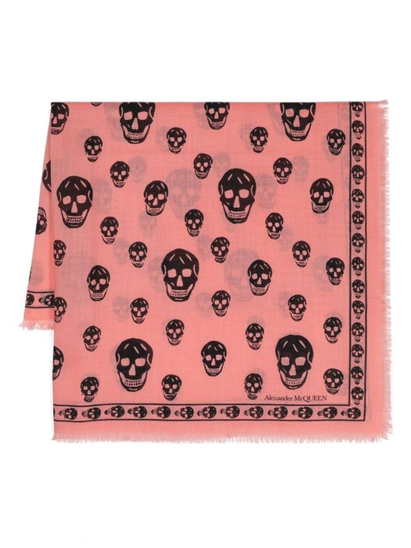 Alexander McQueen skull-print wool scarf - Orange von Alexander McQueen