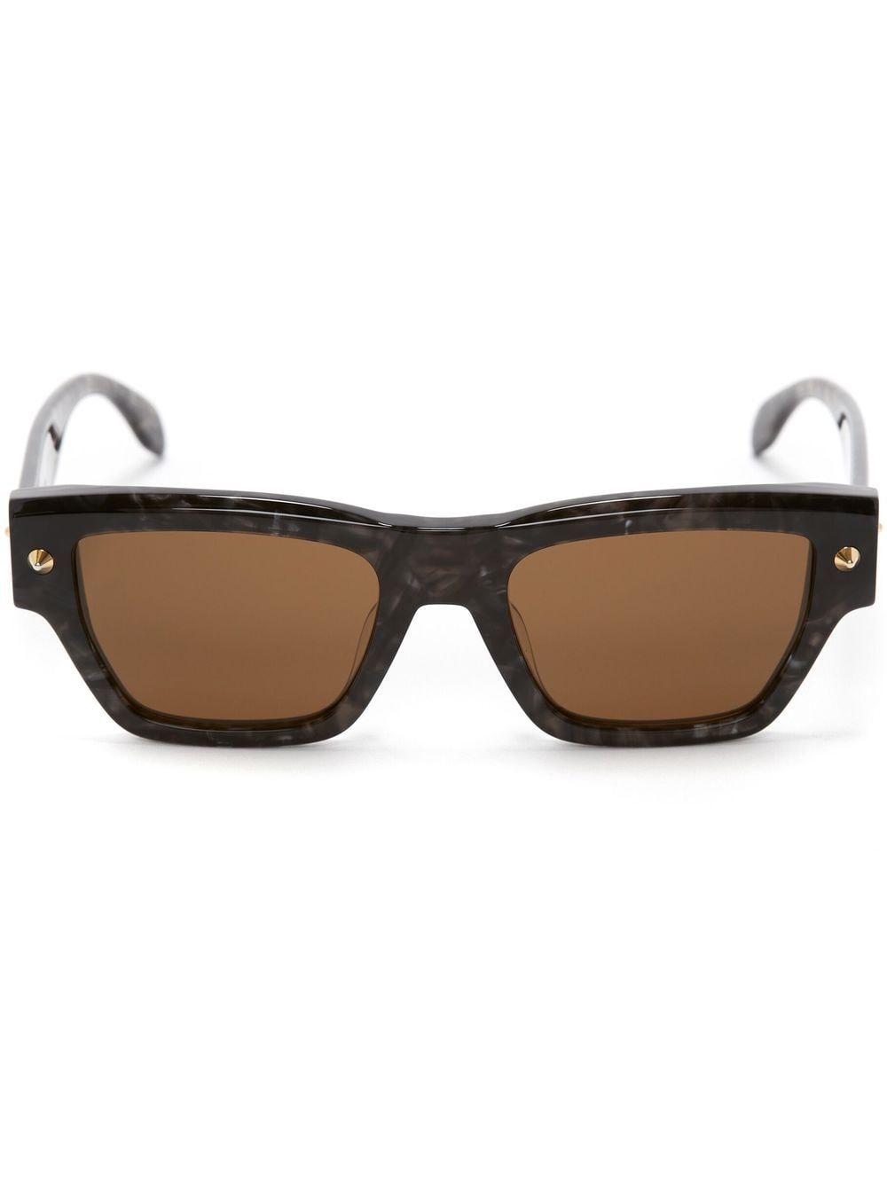 Alexander McQueen debossed-logo square-frame sunglasses - Brown von Alexander McQueen