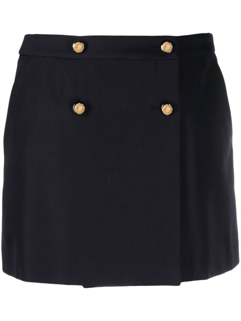 Alexander McQueen wool-cotton blend mini wrap skirt - Blue von Alexander McQueen