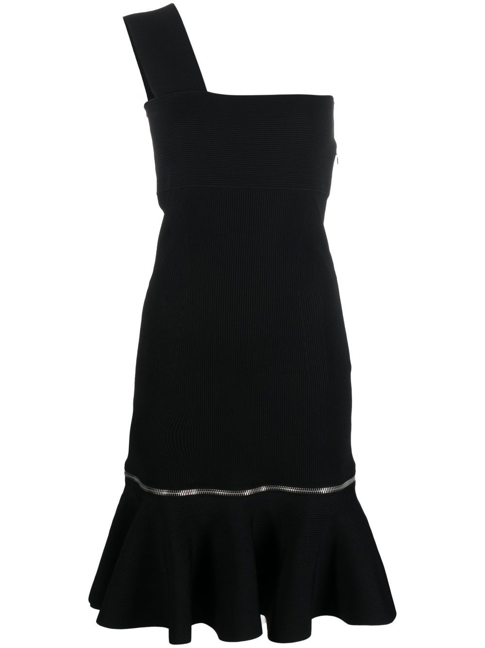 Alexander McQueen zip-detail one-shoulder dress - Black von Alexander McQueen