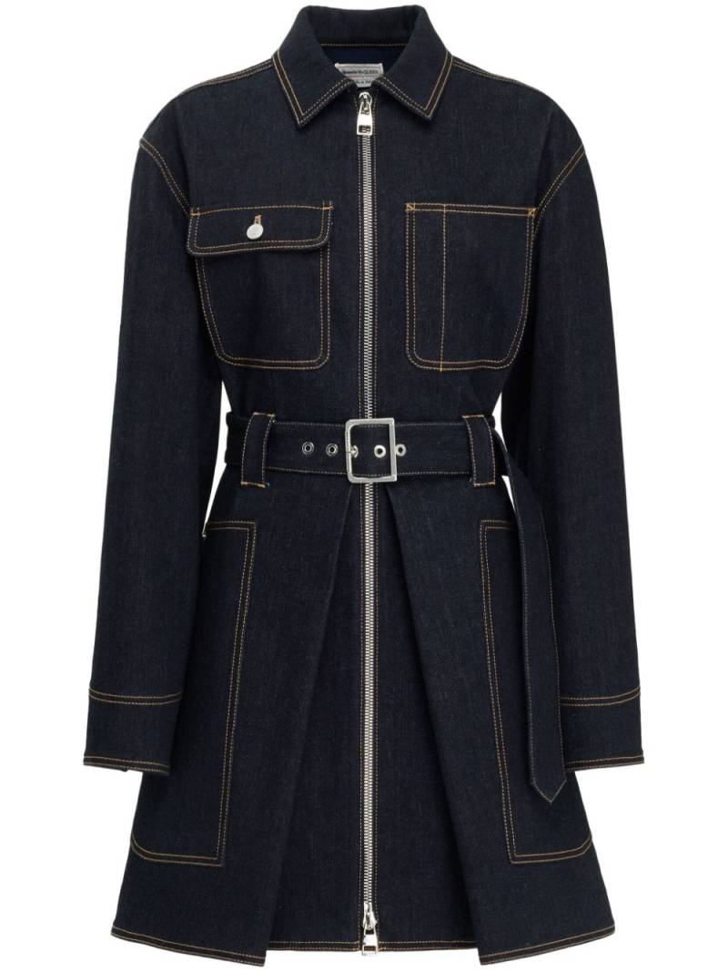 Alexander McQueen zip-up denim shirt dress - Blue von Alexander McQueen