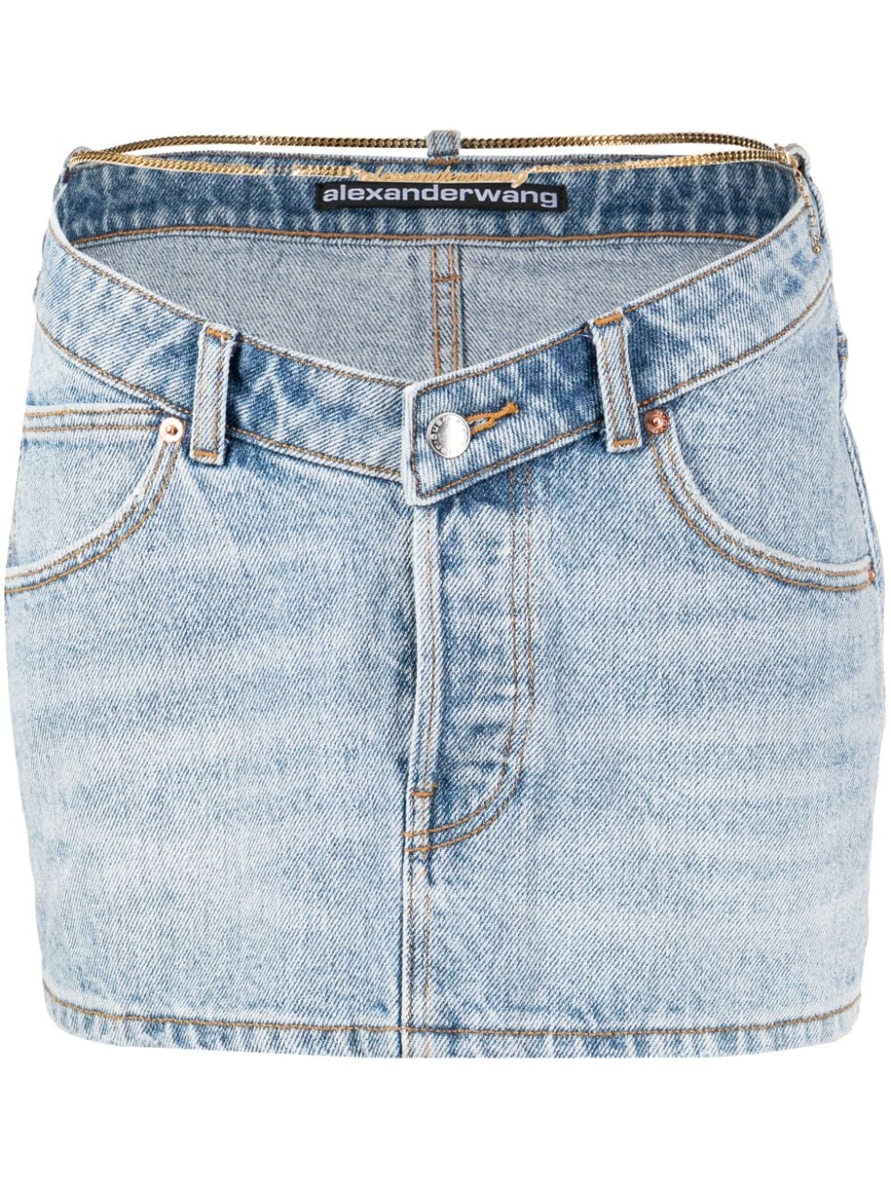 Alexander Wang chain-embellished denim miniskirt - Blue von Alexander Wang