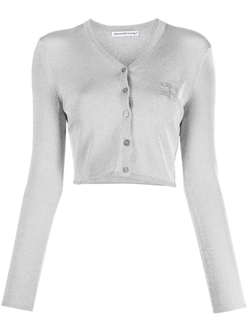 Alexander Wang cropped metallic cardigan - Silver von Alexander Wang