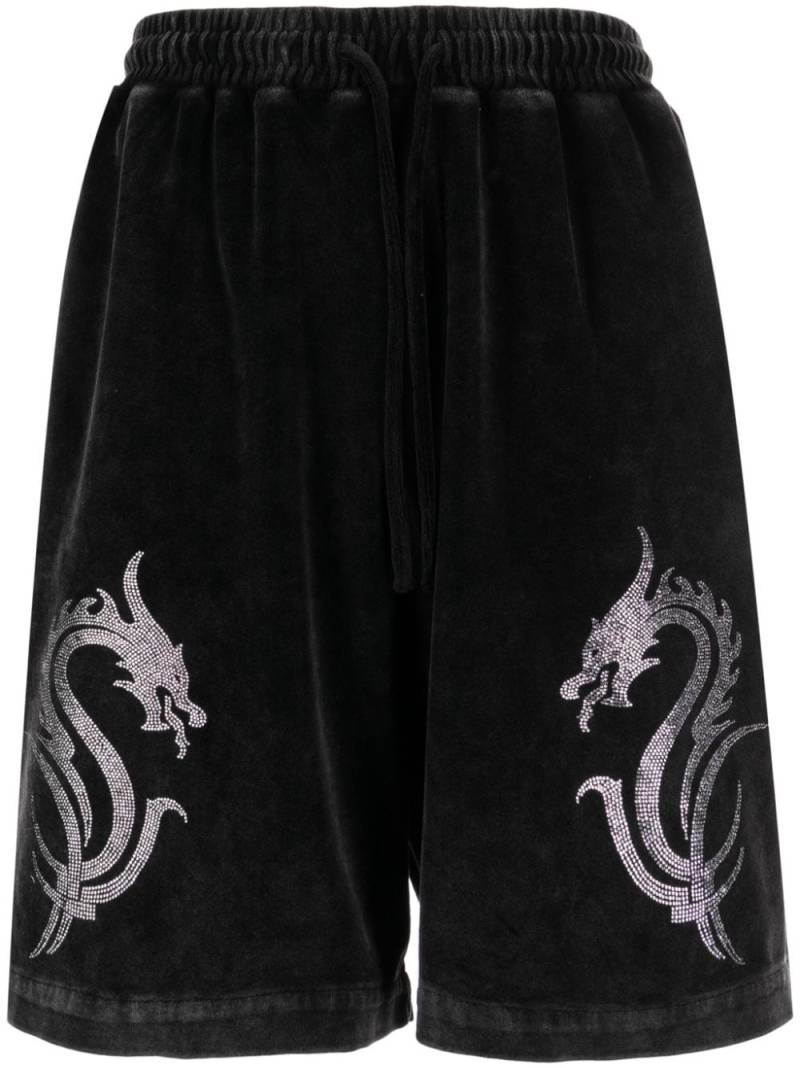 Alexander Wang crystal-dragon velour shorts - Grey von Alexander Wang