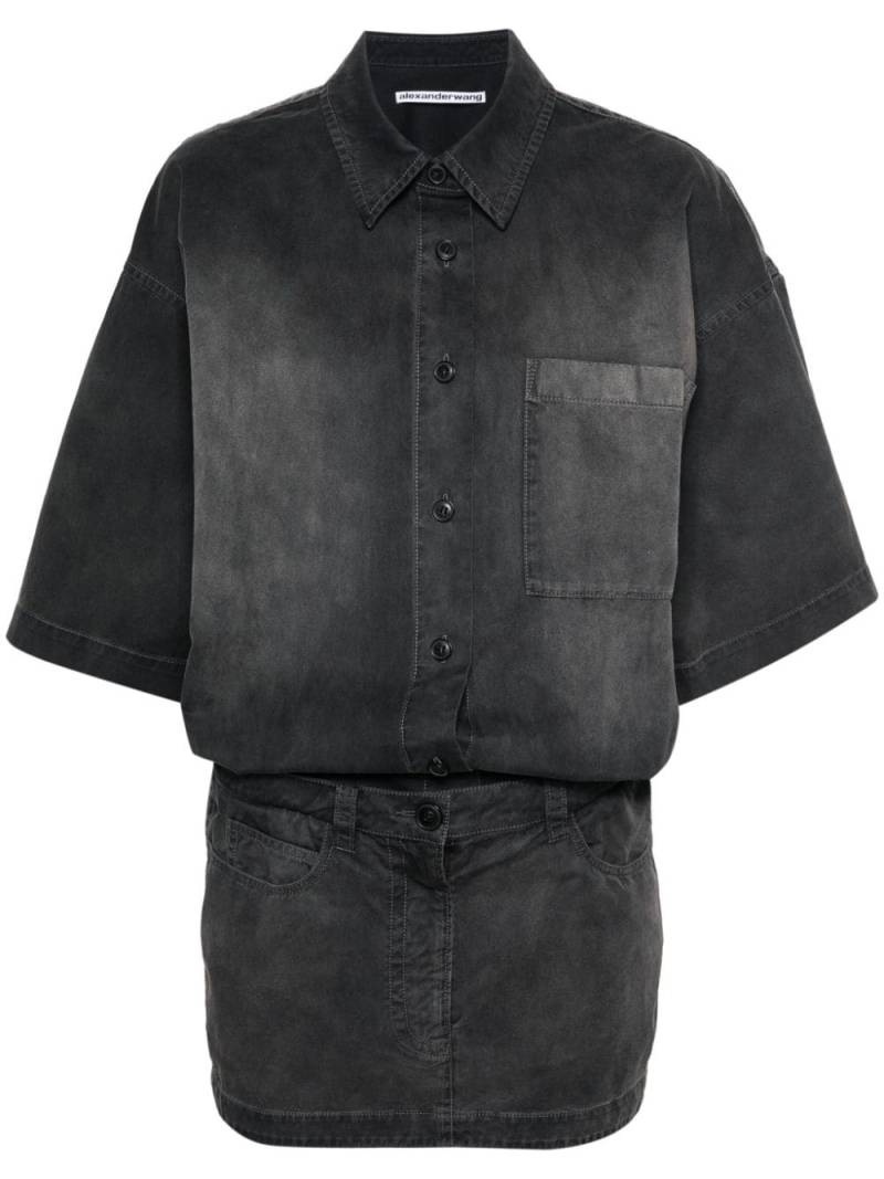 Alexander Wang denim mini shirt dress - Grey von Alexander Wang