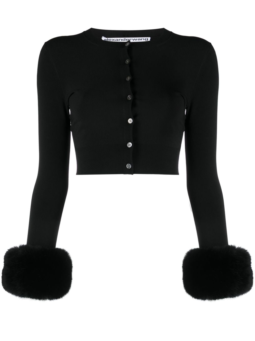 Alexander Wang faux-fur detail cropped cardigan - Black von Alexander Wang