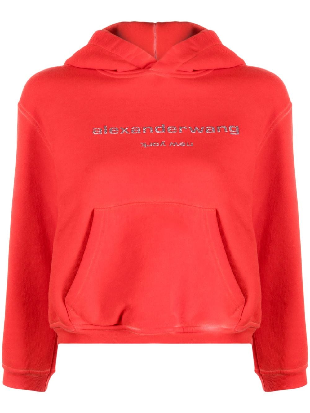 Alexander Wang glitter logo-print cotton hoodie - Red von Alexander Wang