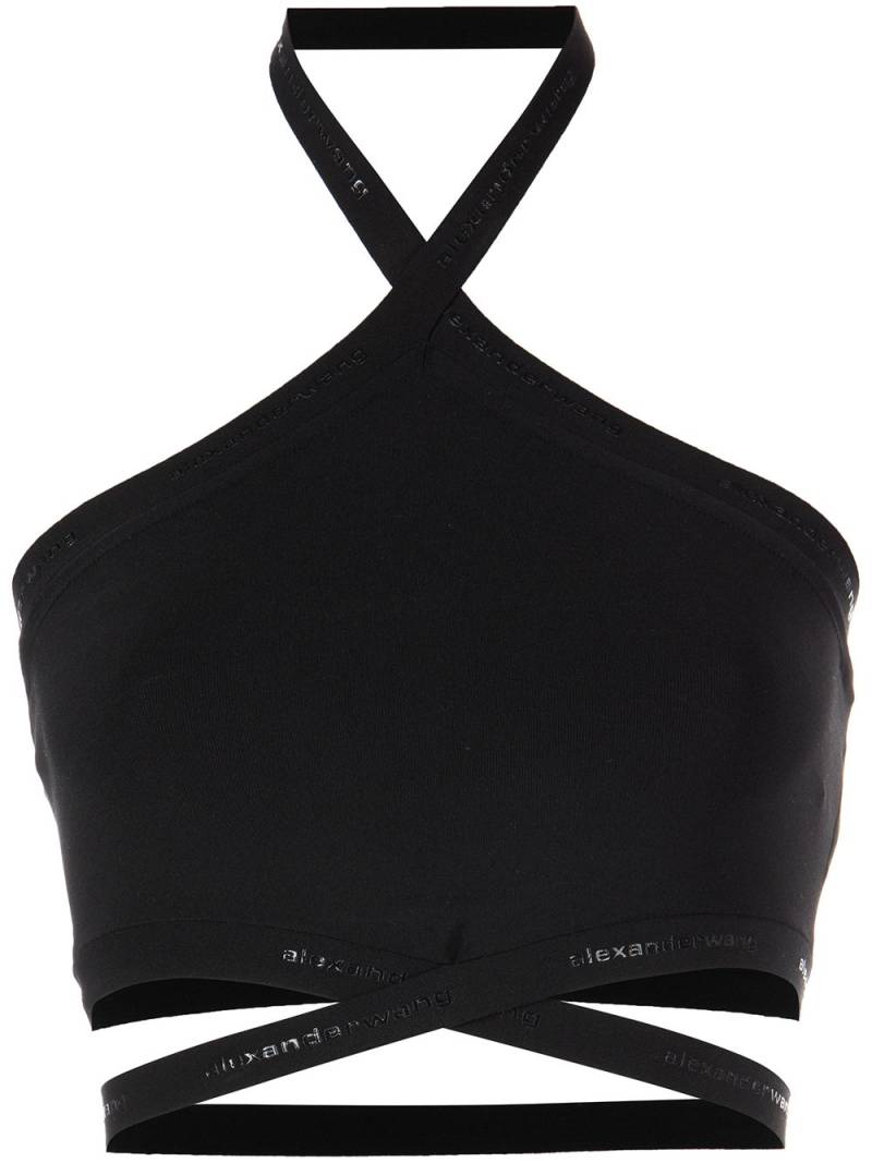 Alexander Wang halterneck crossed logo vest - Black von Alexander Wang