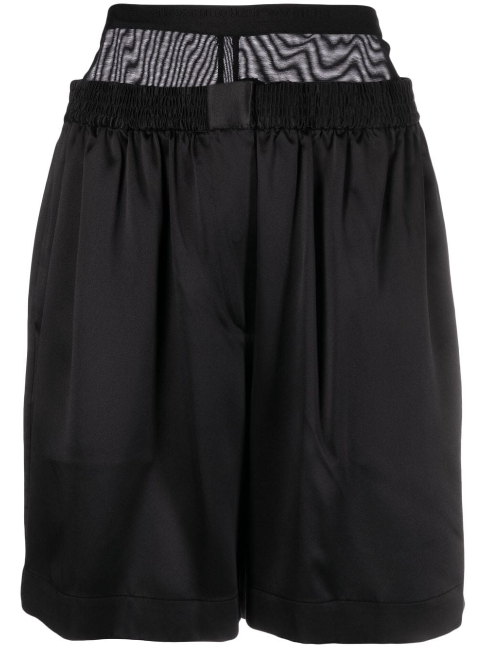 Alexander Wang layered silk-charmeuse boxer shorts - Black von Alexander Wang