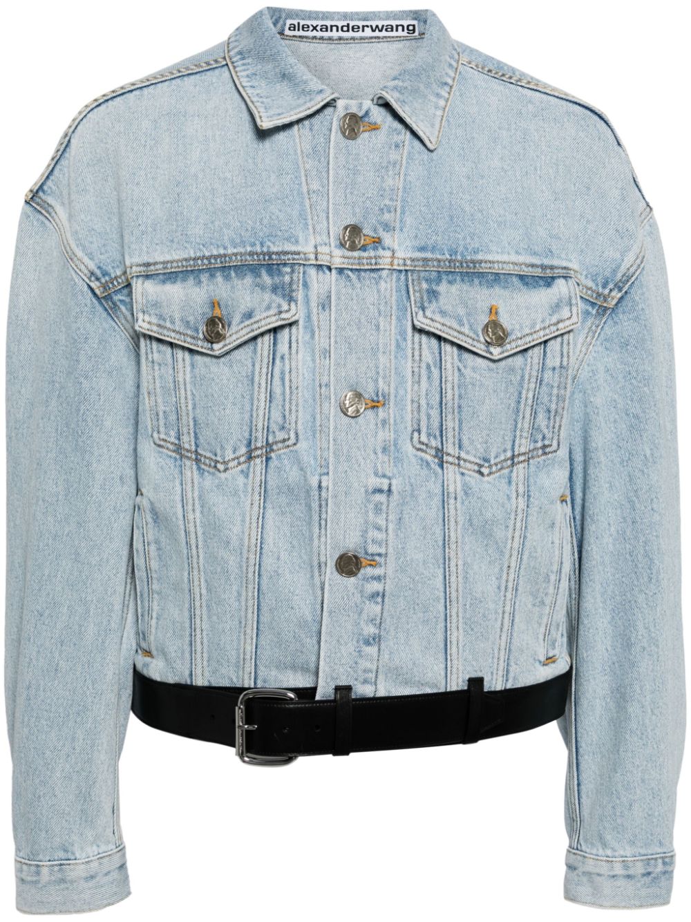 Alexander Wang leather-belt denim jacket - Blue von Alexander Wang