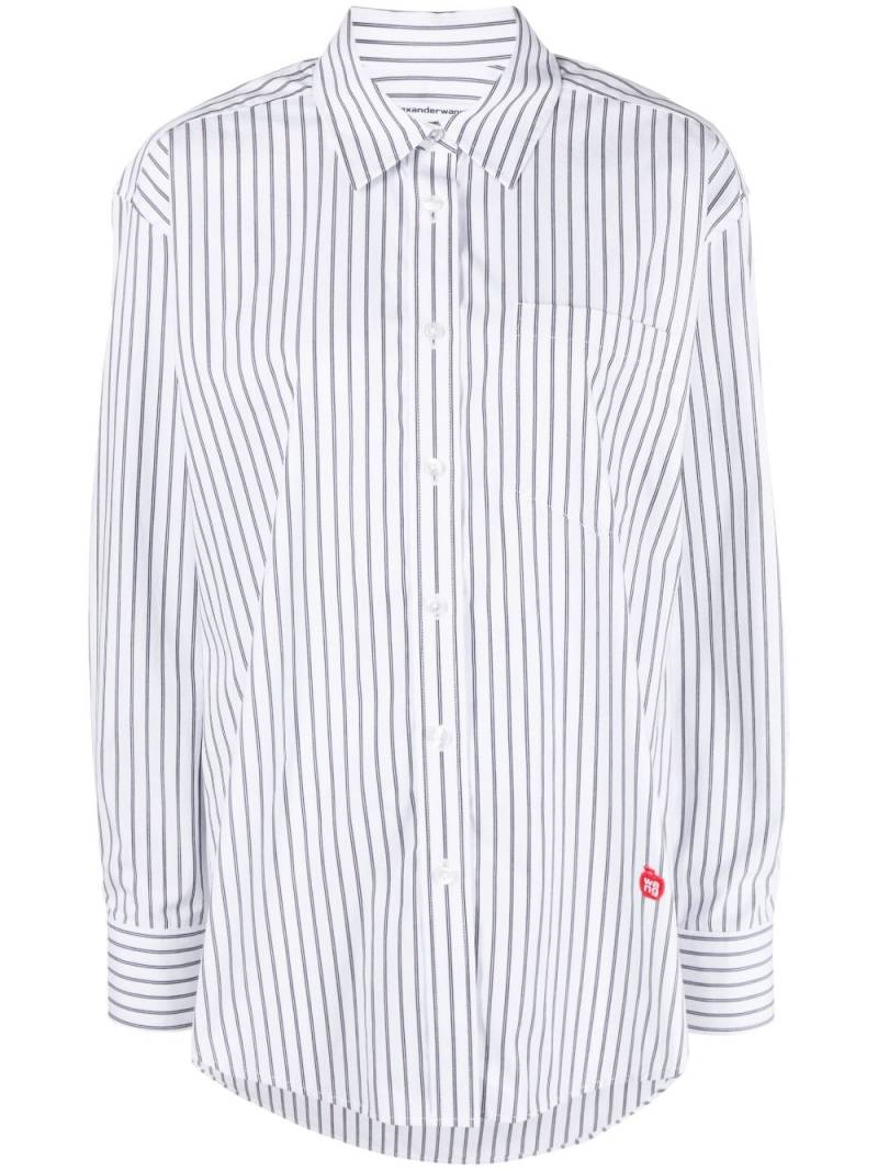 Alexander Wang logo-appliqué striped cotton shirt - White von Alexander Wang