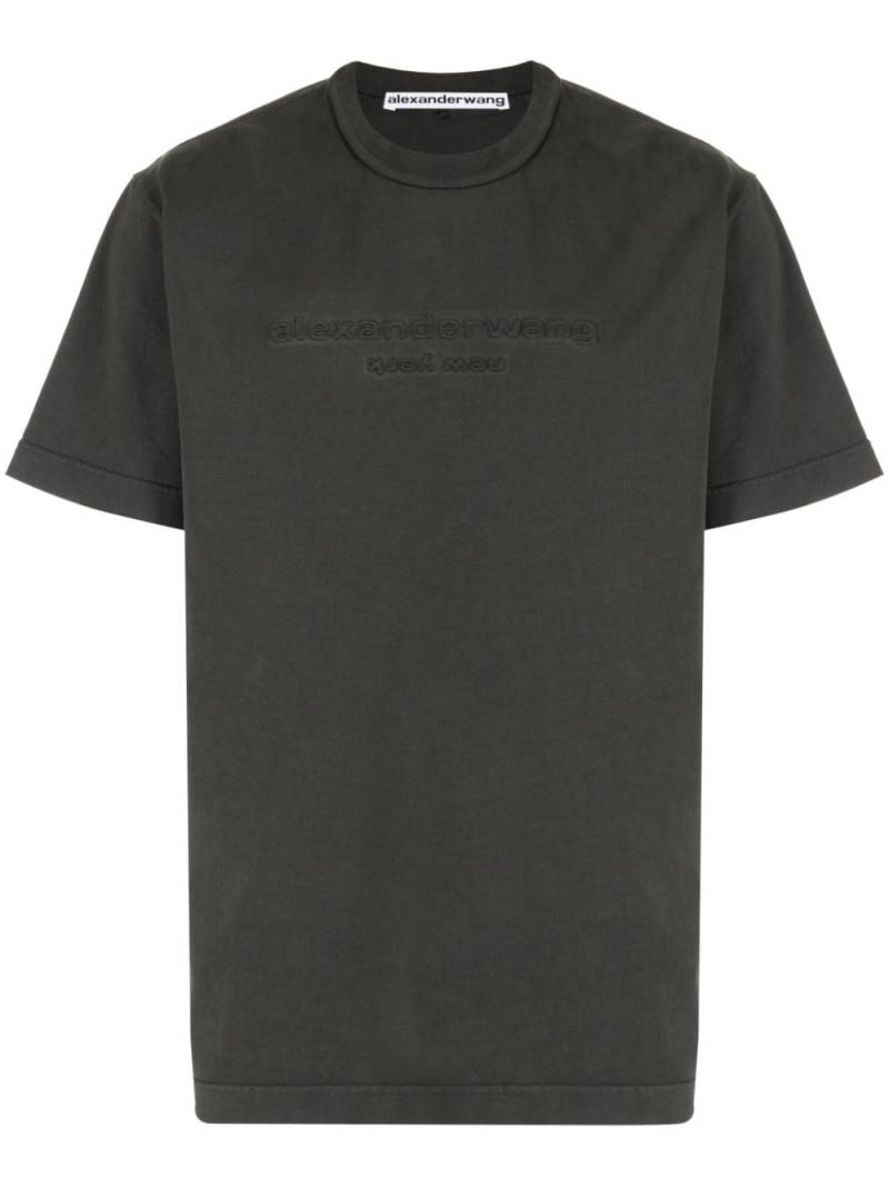 Alexander Wang logo-embossed crew neck T-shirt - Grey von Alexander Wang