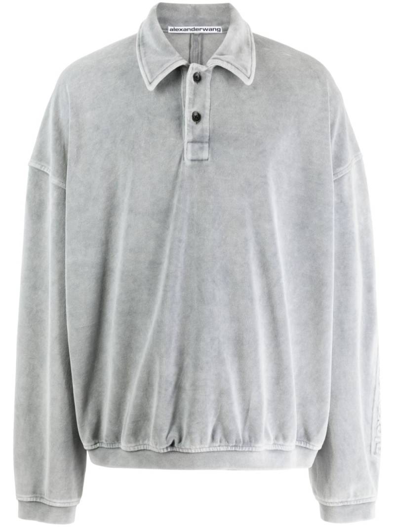 Alexander Wang logo-embossed polo-collar sweatshirt - Grey von Alexander Wang