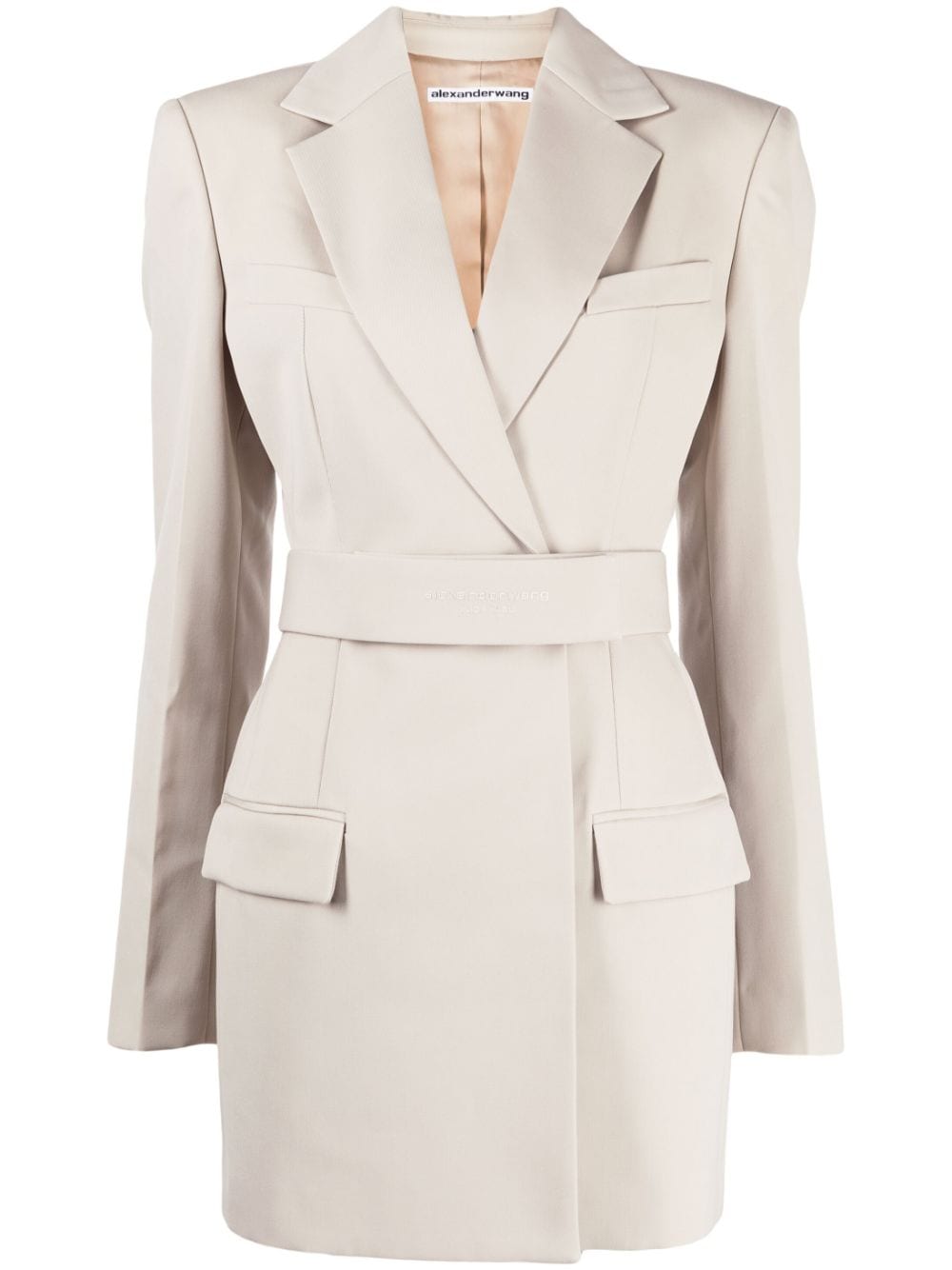 Alexander Wang logo-embroidered belted blazer dress - Neutrals von Alexander Wang