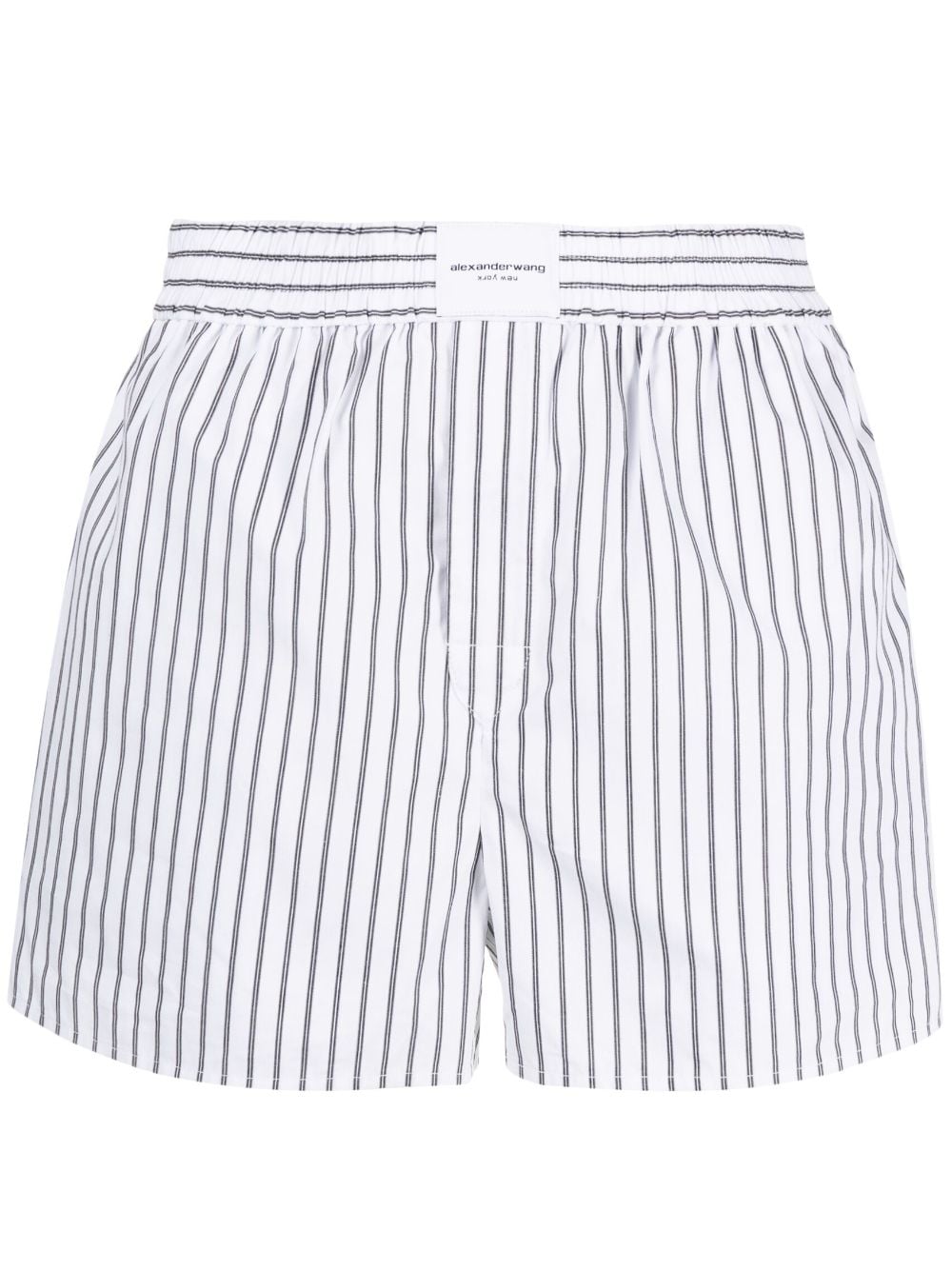 Alexander Wang logo-patch striped poplin shorts - White von Alexander Wang