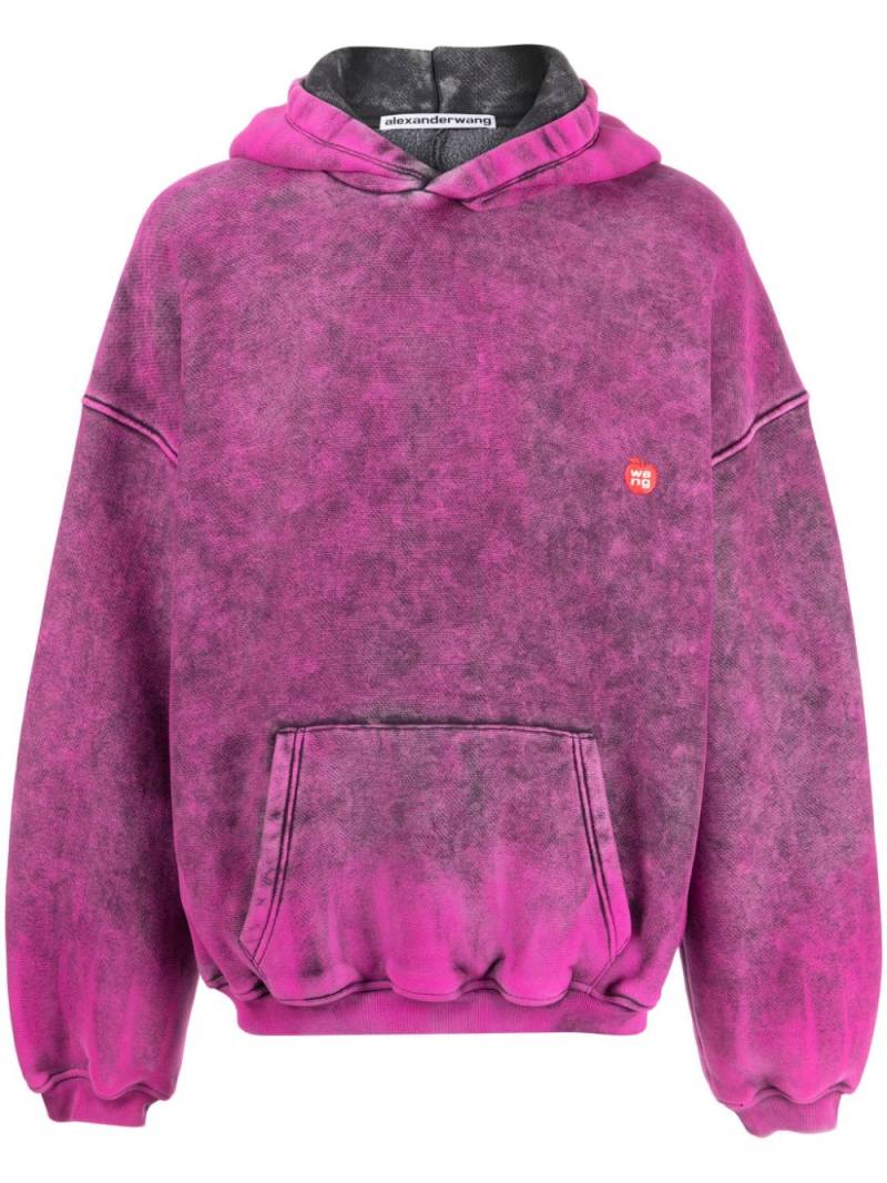 Alexander Wang logo-print bleached-effect hoodie - Purple von Alexander Wang