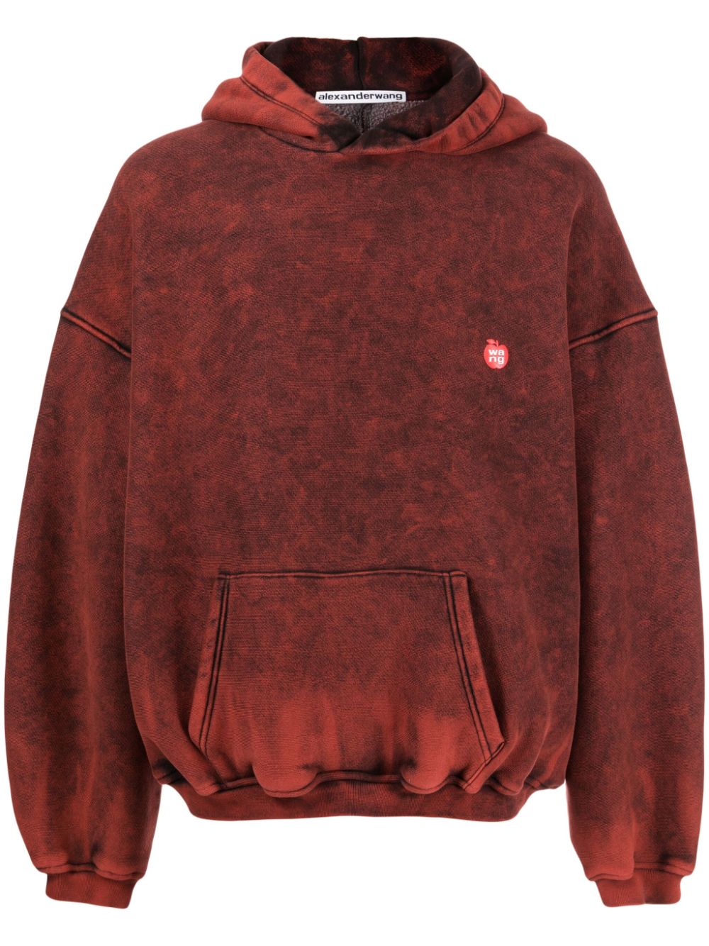 Alexander Wang logo-print bleached-effect hoodie - Red von Alexander Wang