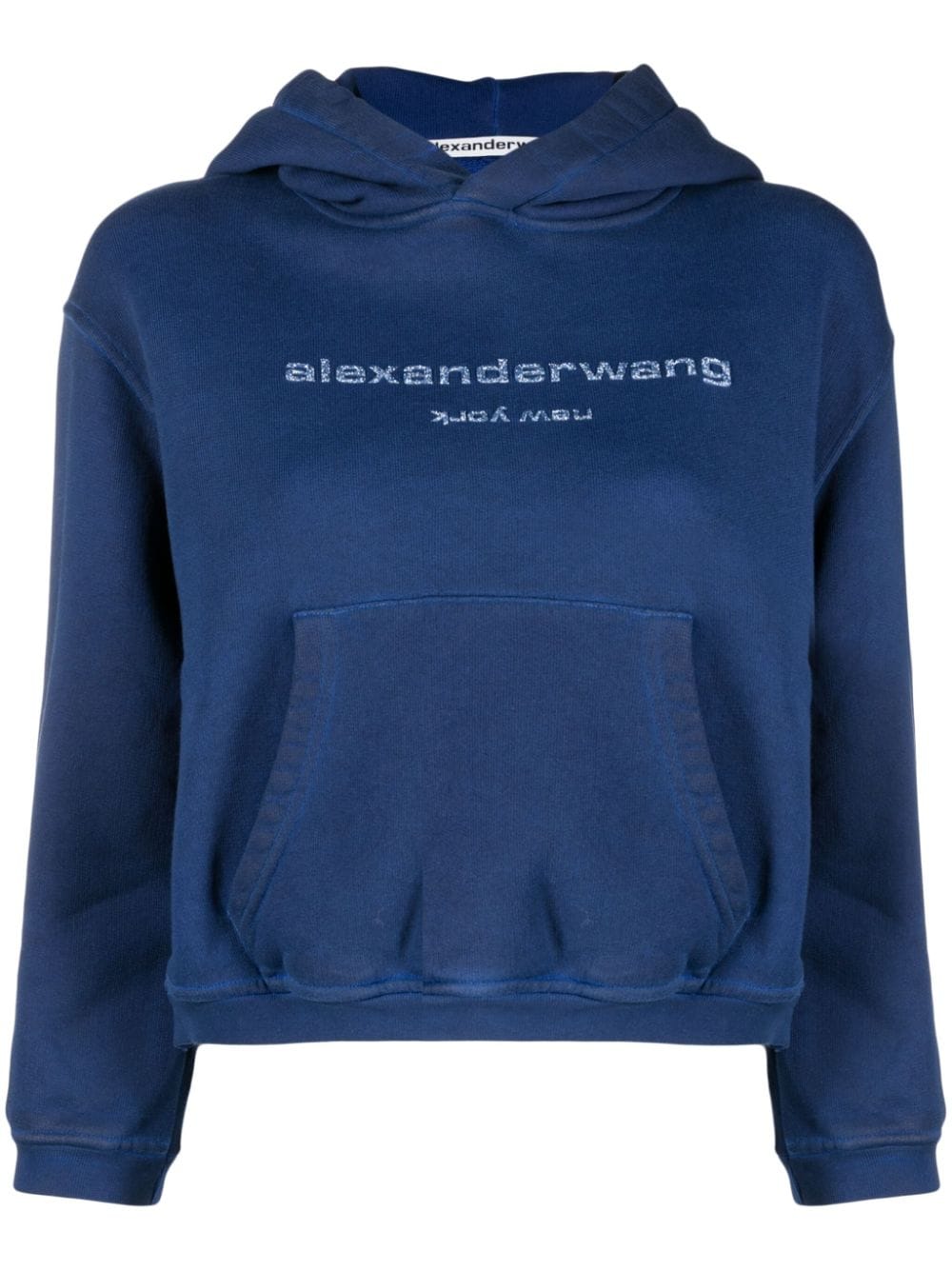 Alexander Wang logo-embossed cotton hoodie - Blue von Alexander Wang