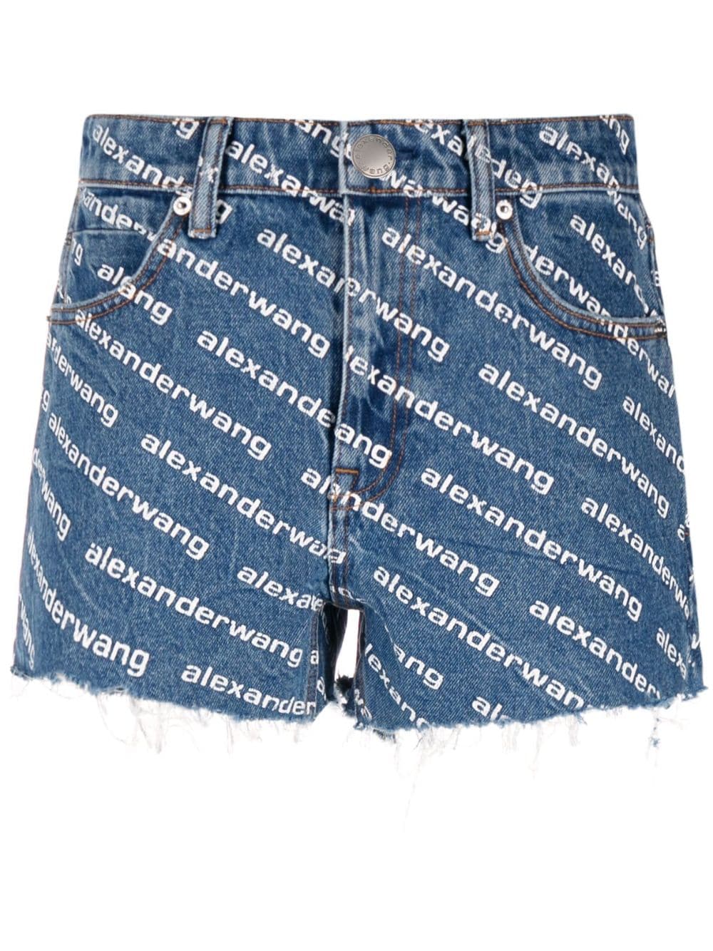 Alexander Wang logo-print denim shorts - Blue von Alexander Wang