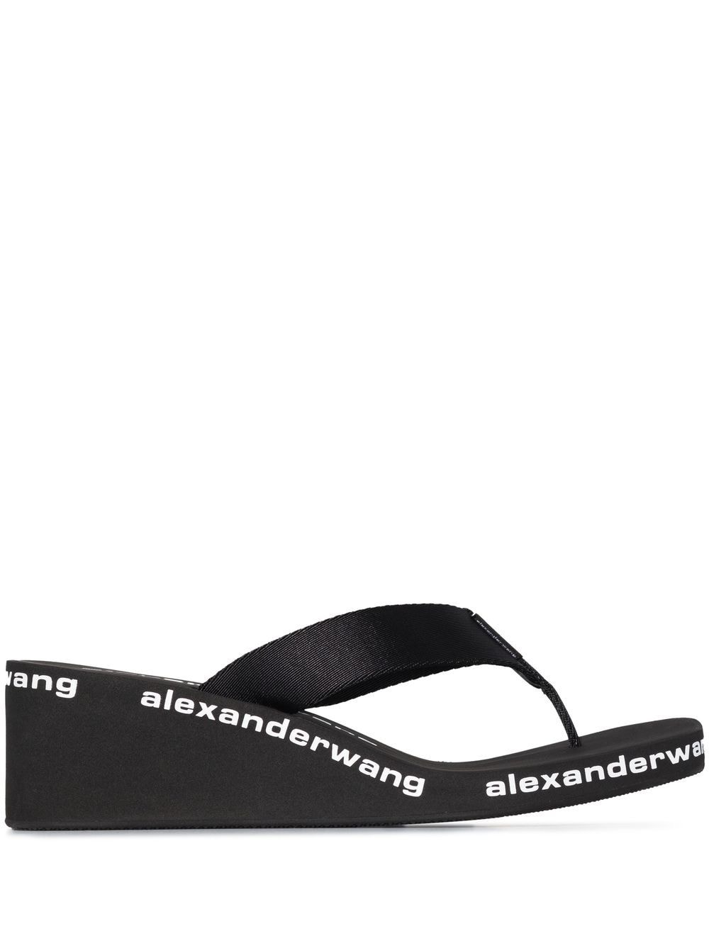Alexander Wang logo-print wedge flip flops - Black von Alexander Wang