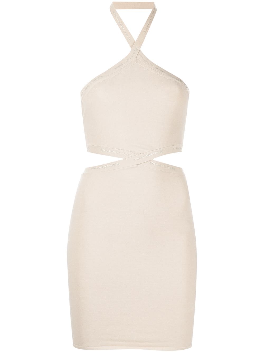 Alexander Wang logo-trim halterneck dress - Neutrals von Alexander Wang