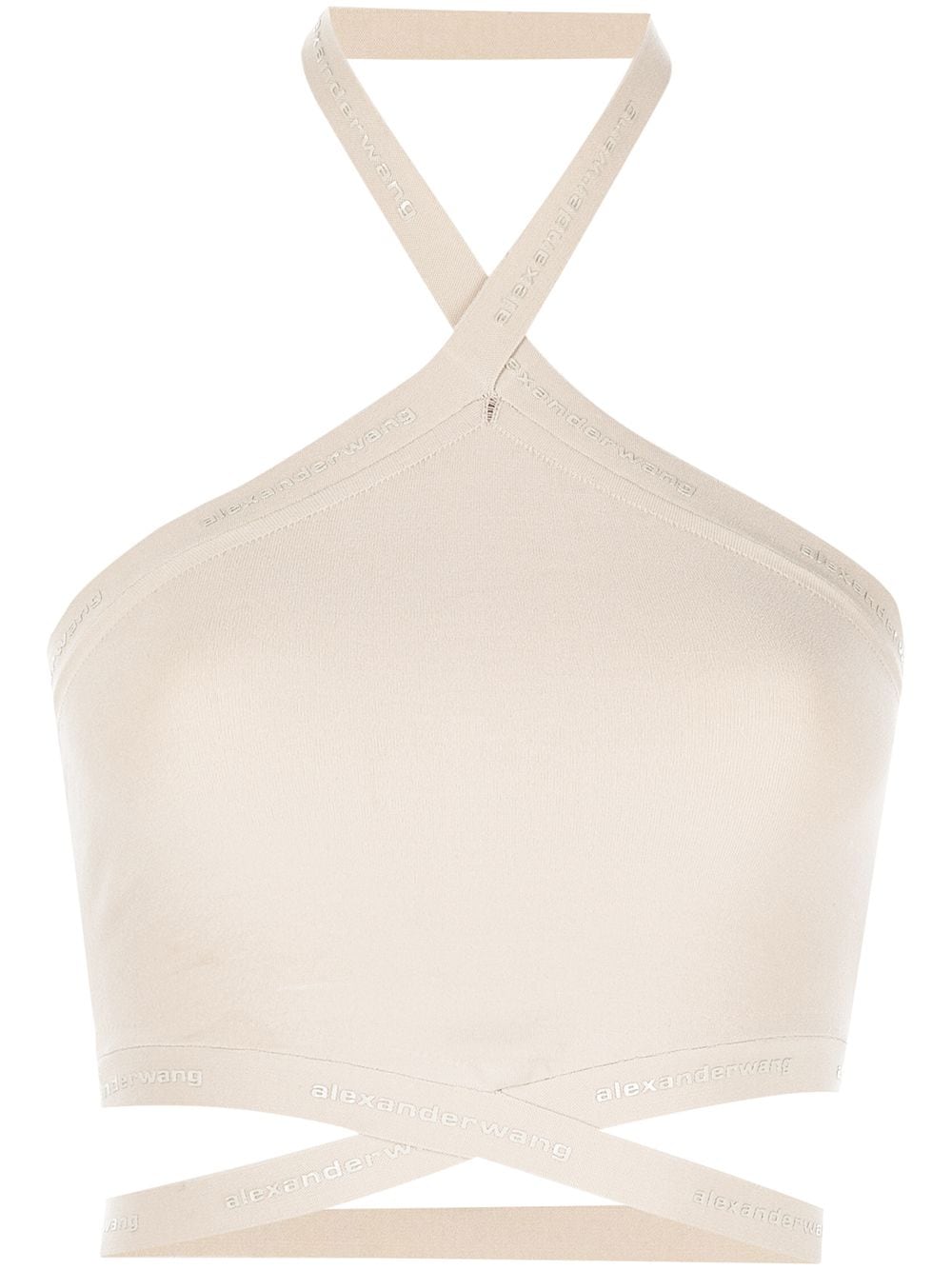 Alexander Wang logo-trim halterneck top - Neutrals von Alexander Wang