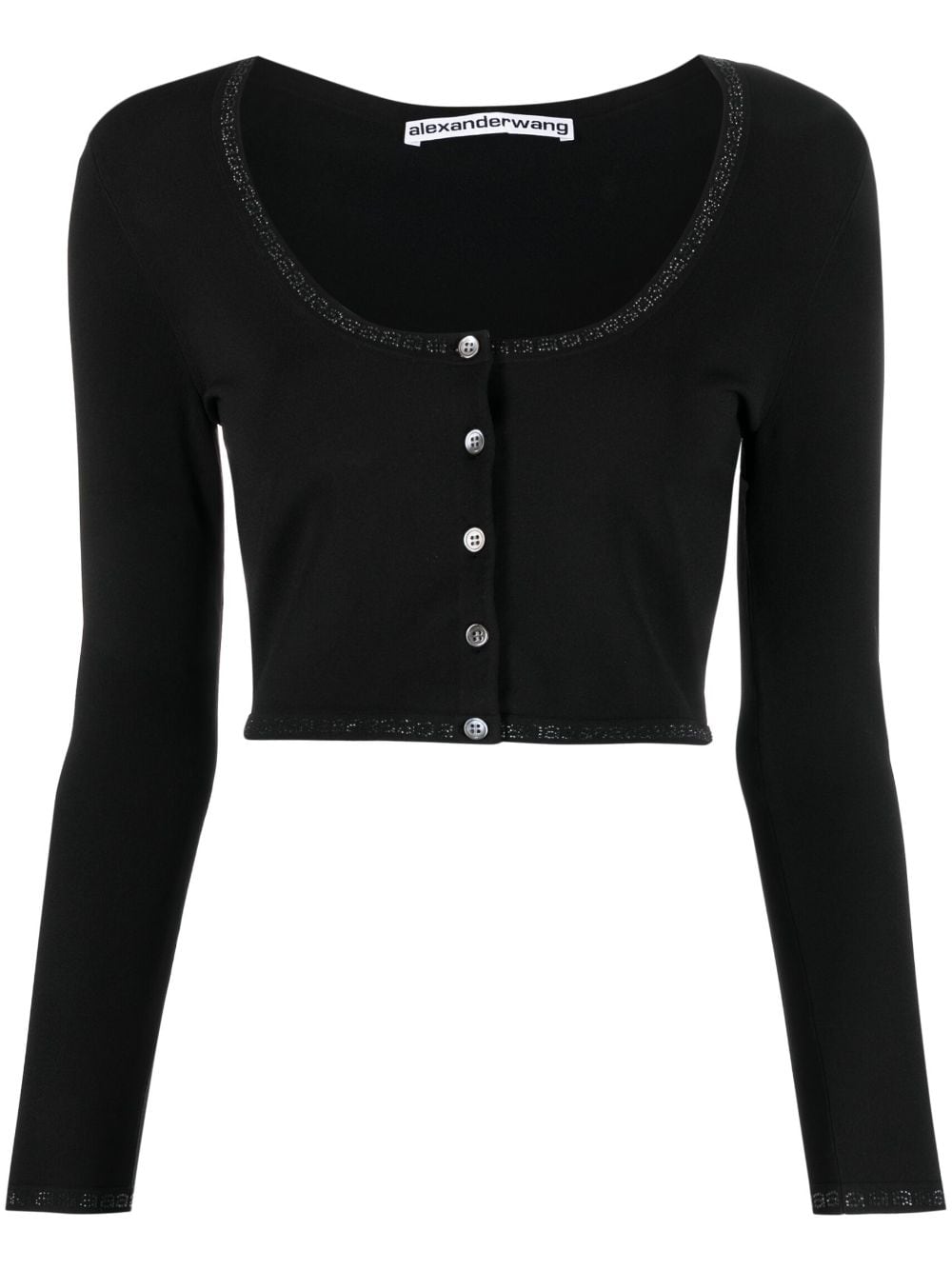 Alexander Wang logo-trim cropped cardigan - Black von Alexander Wang