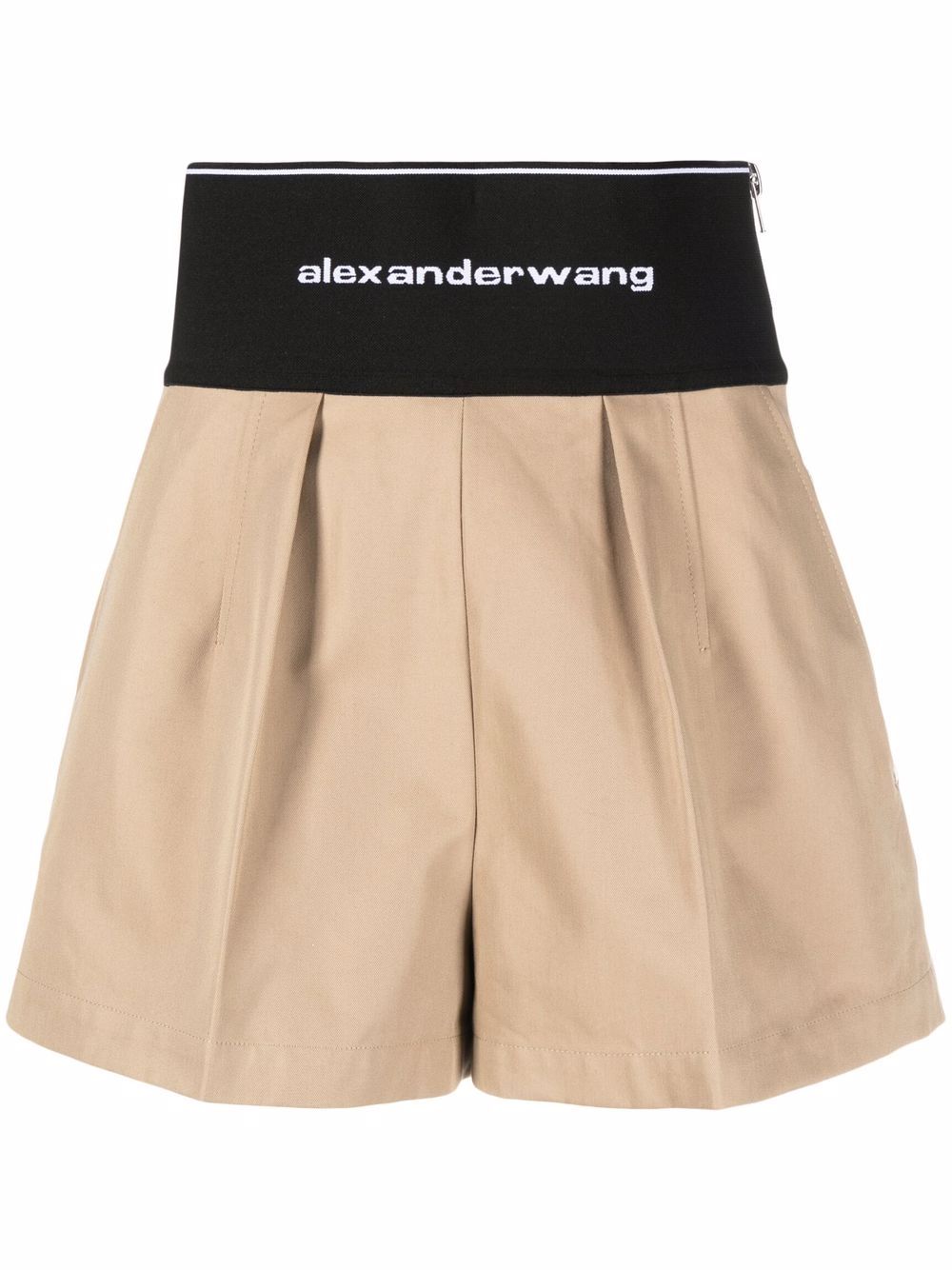 Alexander Wang logo-waist pleat-detail shorts - Brown von Alexander Wang