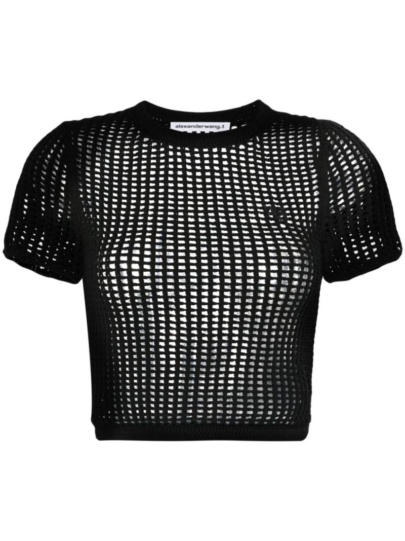 Alexander Wang open-knit cropped top - Black von Alexander Wang