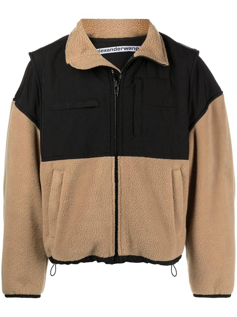 Alexander Wang panelled zip fleece jacket - Brown von Alexander Wang