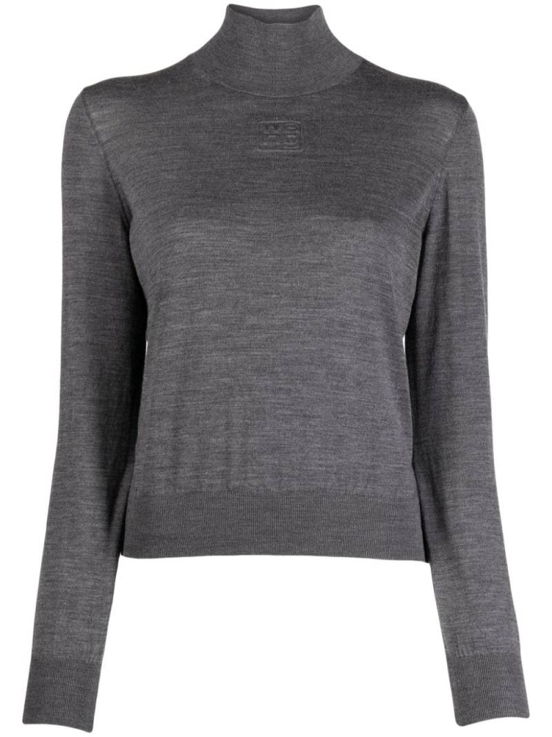 Alexander Wang logo-embossed roll-neck wool jumper - Grey von Alexander Wang