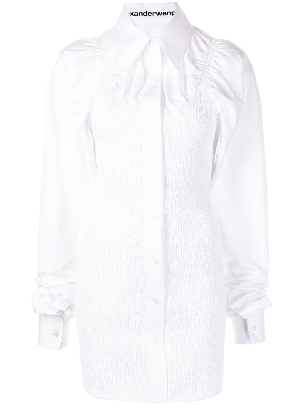 Alexander Wang shirred hourglass shirt dress - White von Alexander Wang