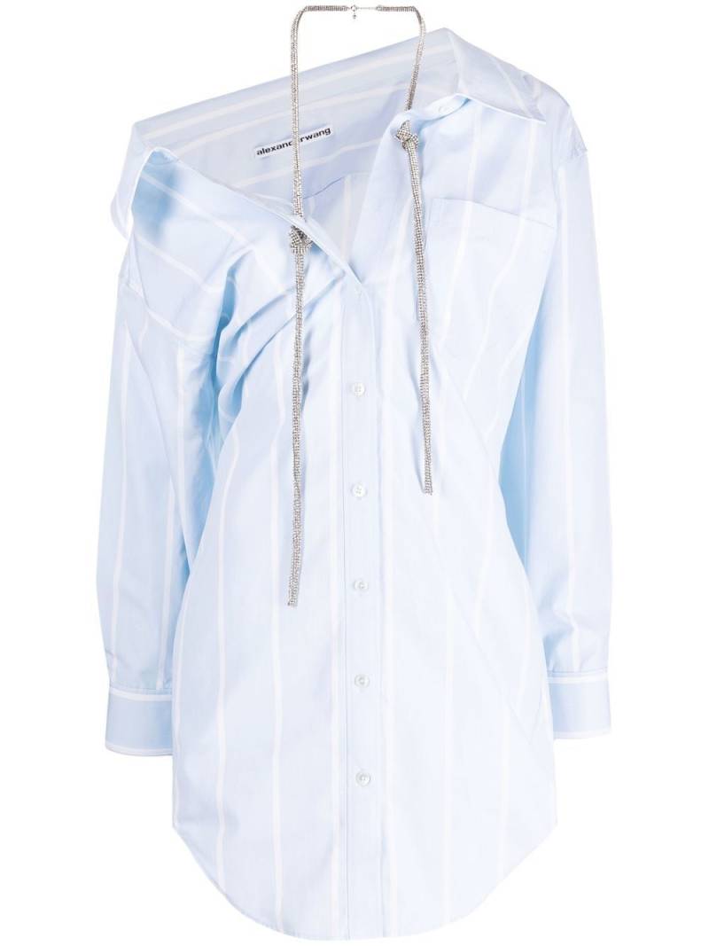 Alexander Wang striped crystal-embellished shirt dress - Blue von Alexander Wang