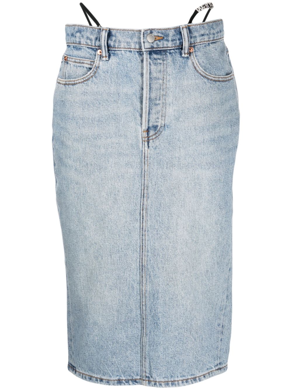 Alexander Wang thong-strap denim midi skirt - Blue von Alexander Wang