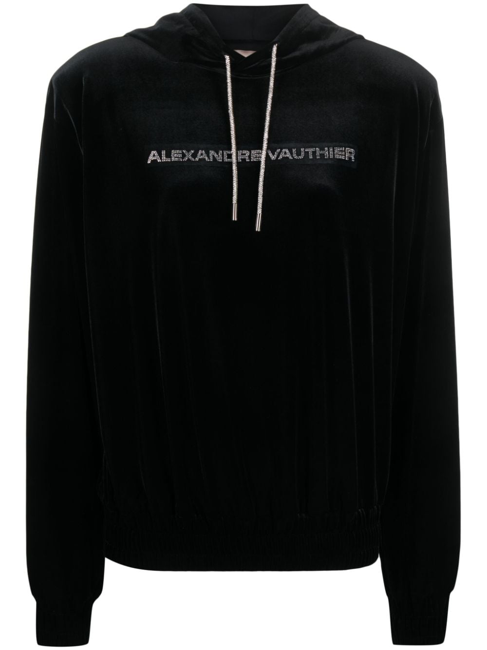 Alexandre Vauthier logo-appliqué velvet hoodie - Black von Alexandre Vauthier